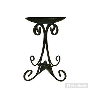 Vintage Black Medium Wrought Iron Pillar Candle Holder